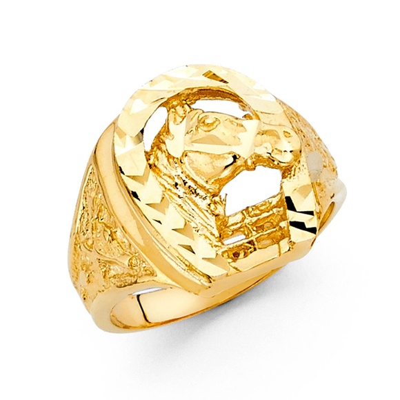 14K Yellow Gold CZ Men's Ring